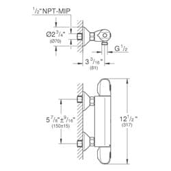 Dimensioned drawing, inch