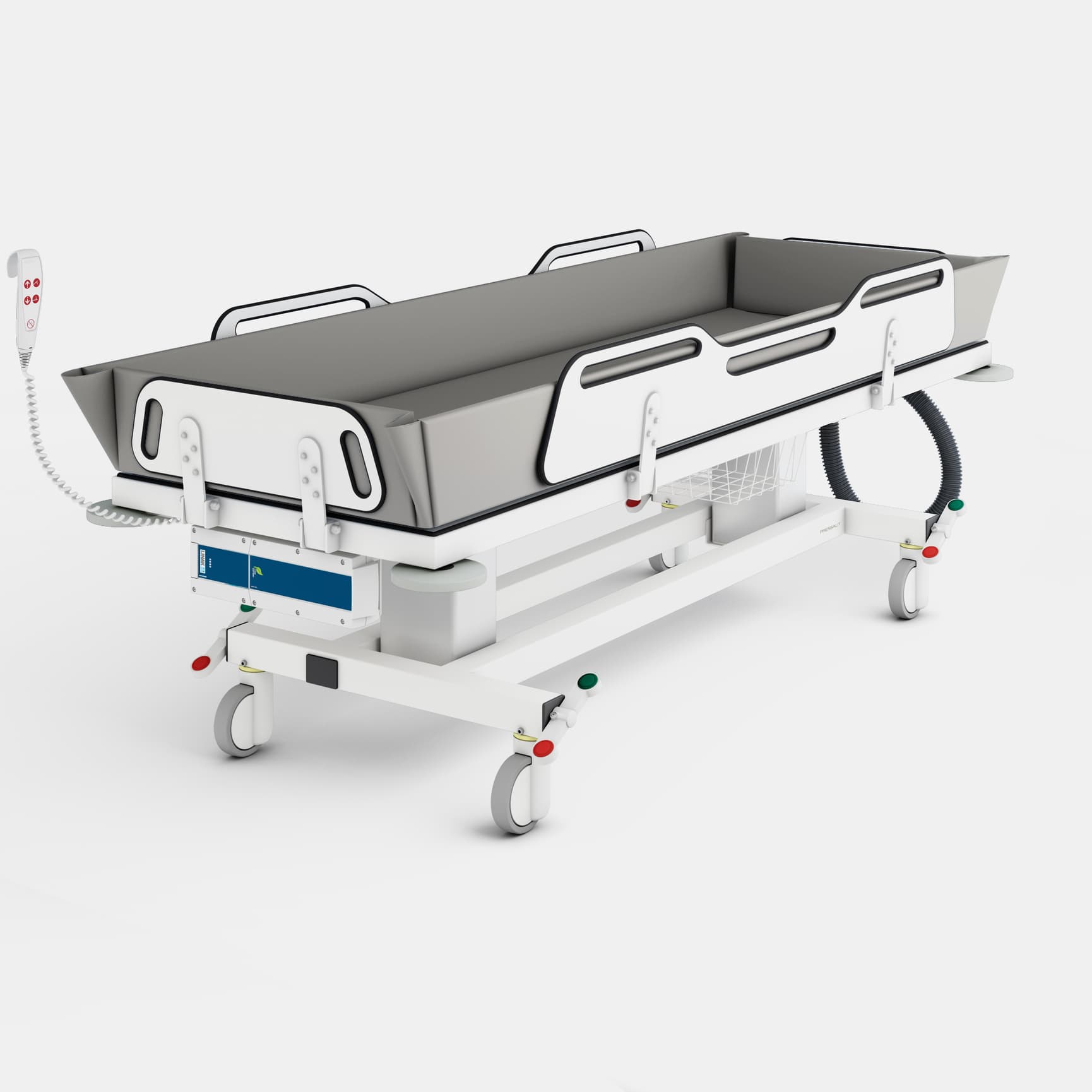 Pressalit MSCT Mobile Shower Change Trolley with grey mattress