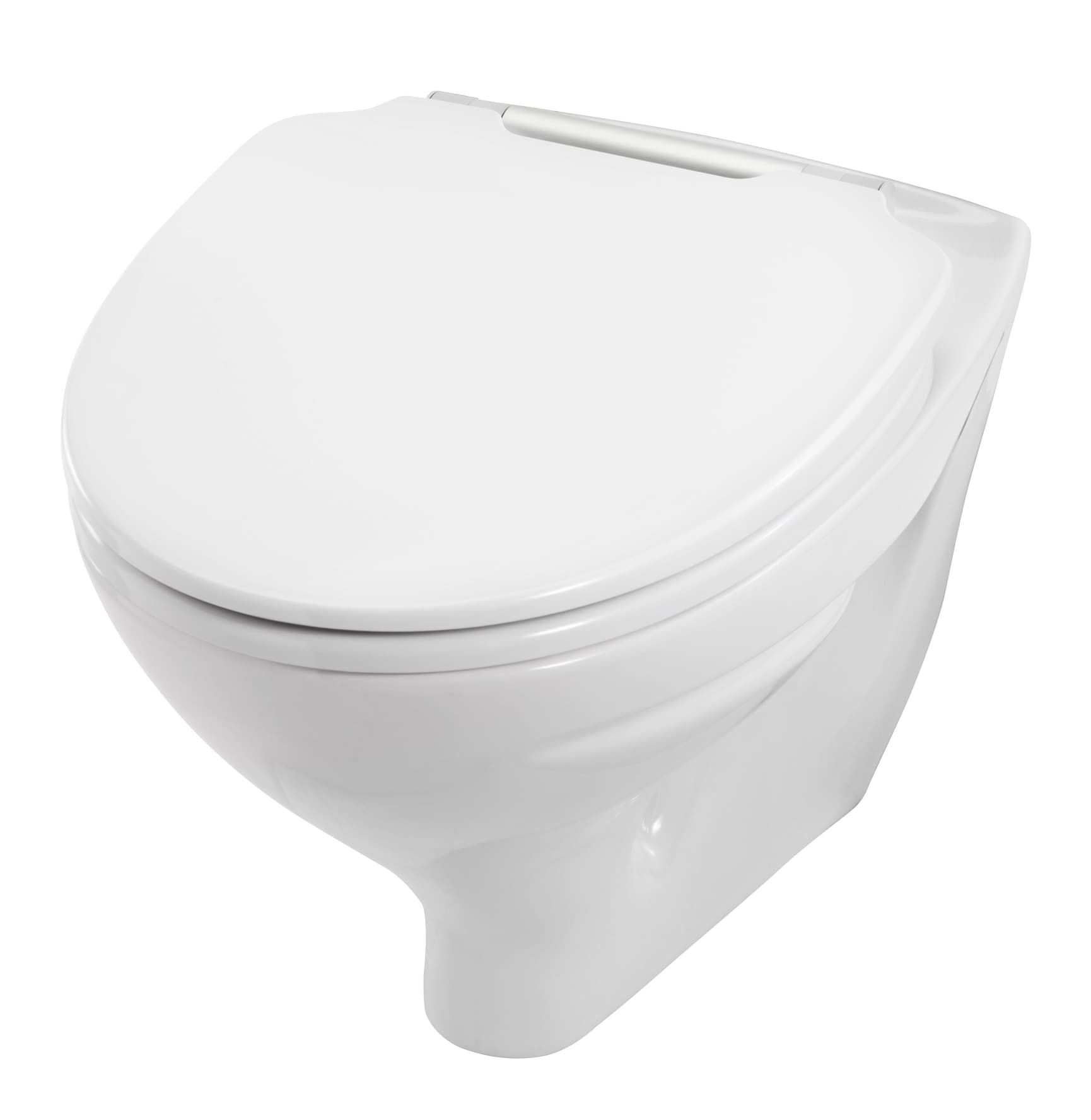 Pressalit Solid Pro Norden hvidt toiletsæde monteret på Ifö Sign toilet