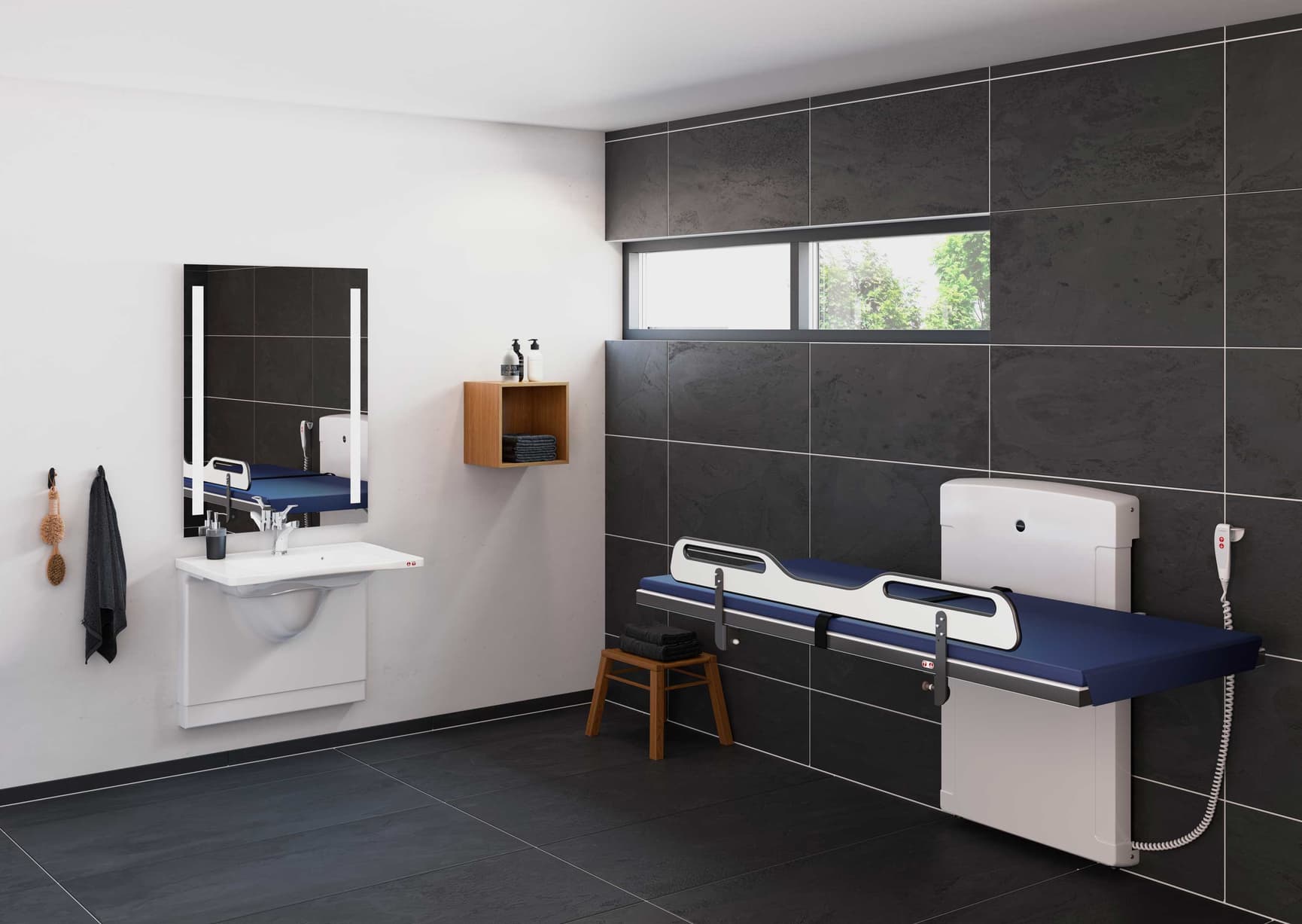 Pressalit ADA compliant products CT 4100 in accessible bathroom