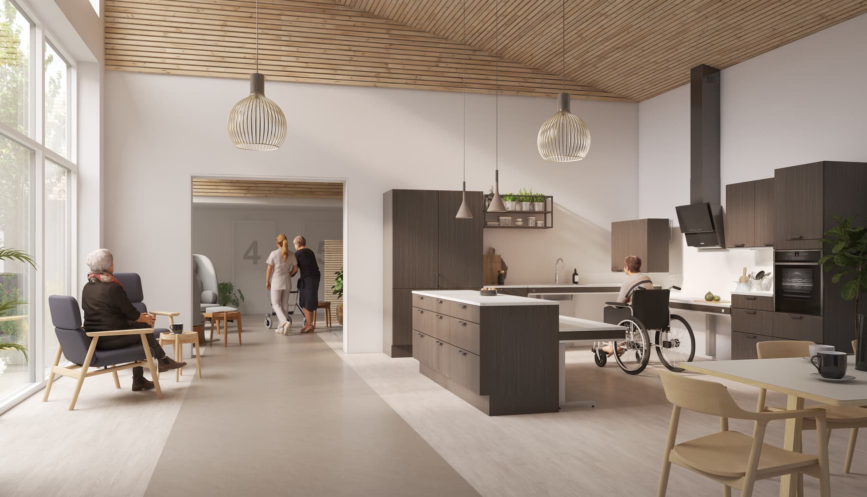 INDIVO height adjustable kitchen in Care home facility