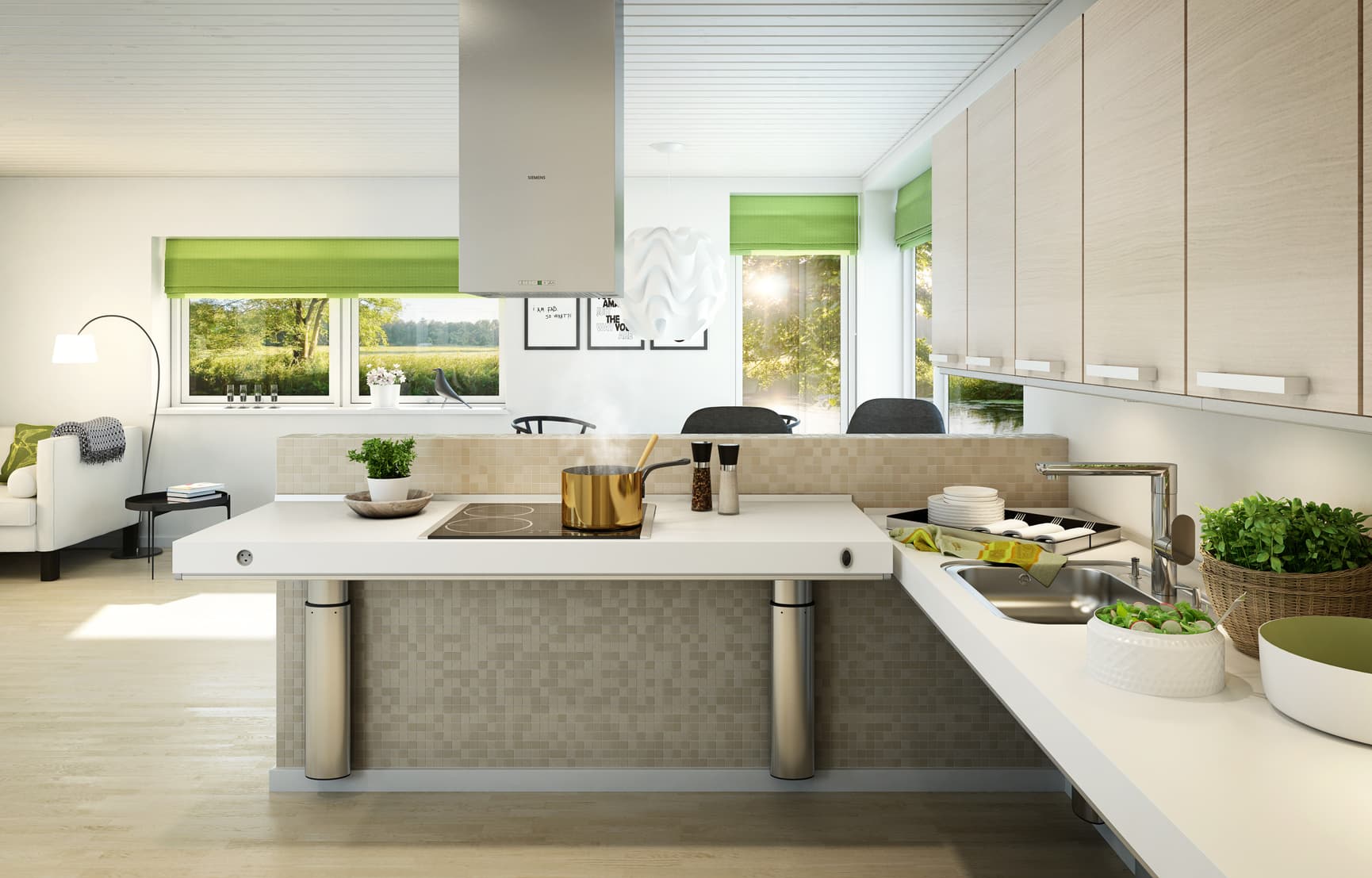 tilgængelig og komfortabel køkkenplads